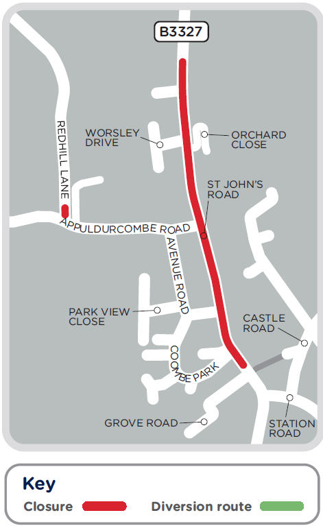Map showing the closure in St John's Road