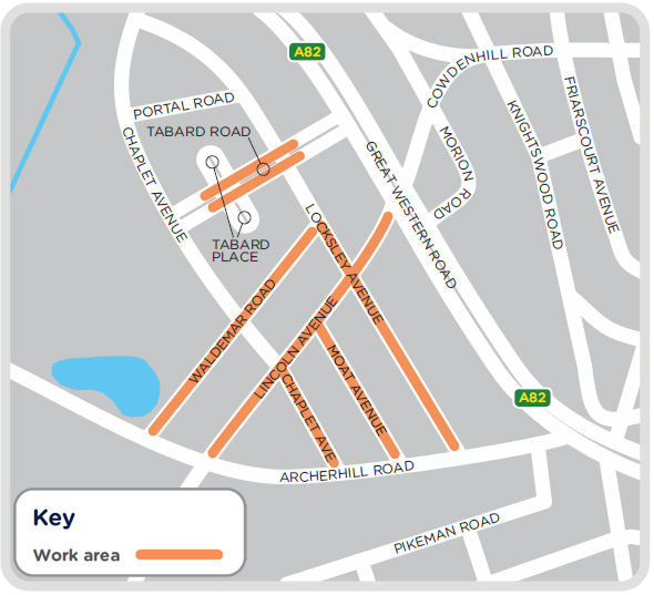 A map showing where we'll be working during our project in Knightswood, Glasgow