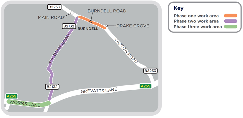 A map of our work in Yapton Road, Barnham