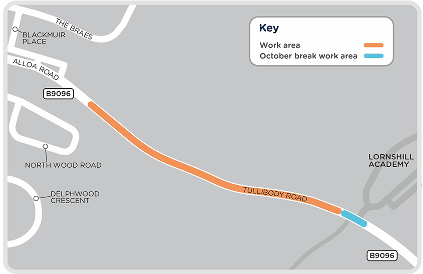 Tullibody Road work area map