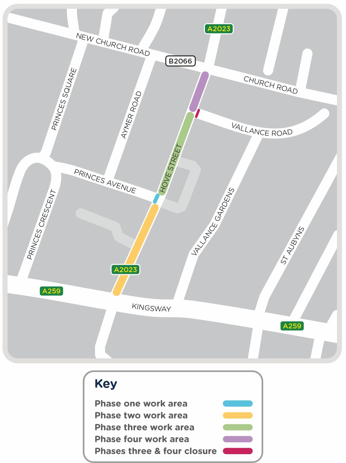 A map outlining our work in Hove Street, Brighton, as detailed on this page