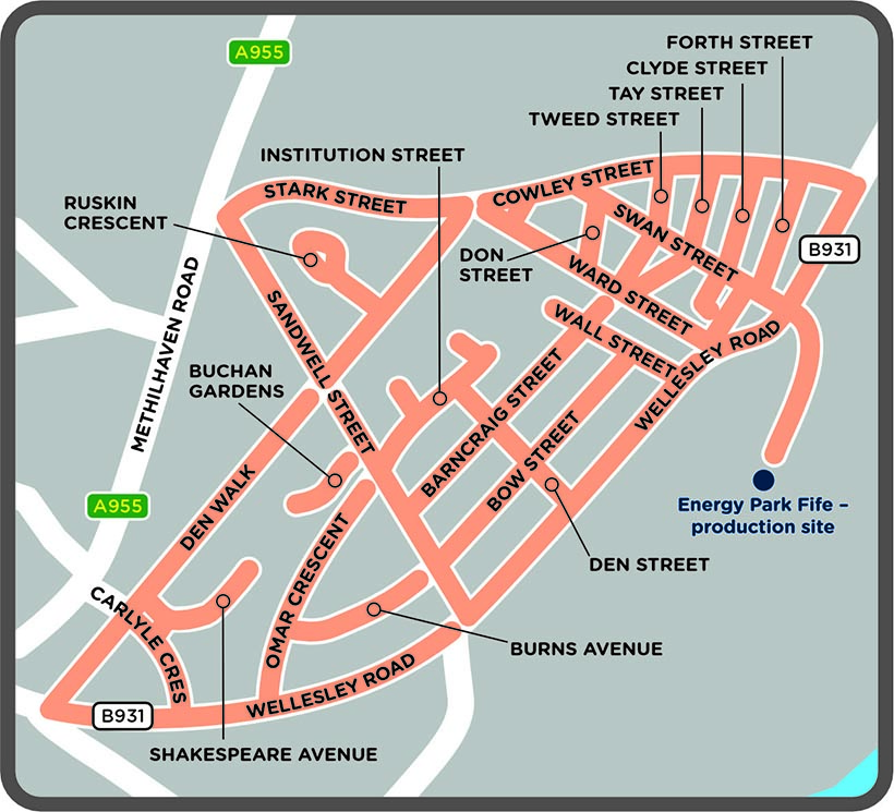 Map showing network area