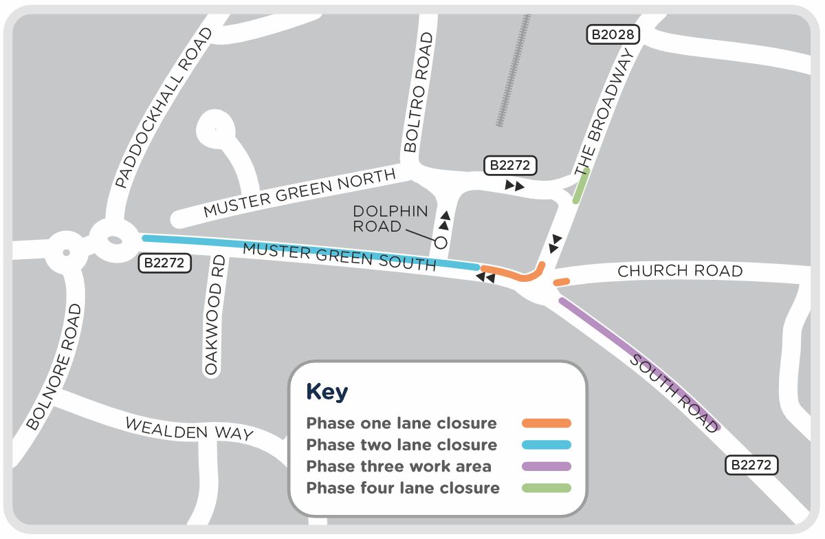 A map outlining our work in The Broadway, Haywards Heath, as detailed on this page