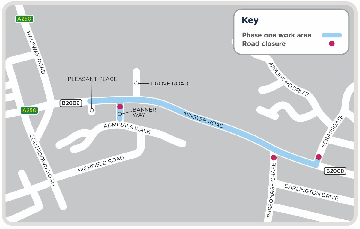 A map outlining our work in Minster Road, as detailed on this page