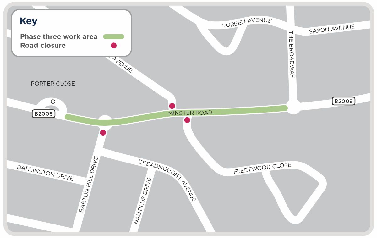 A map outlining our work in Minster Road, as detailed on this page