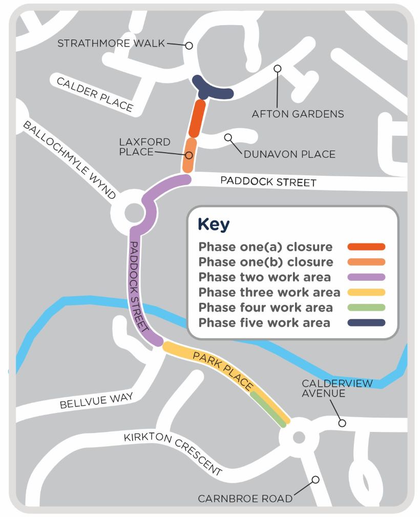 A map showing the areas we'll be working in the Paddock Street area