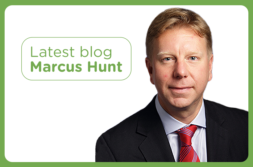 SGN's Marcus Hunt on a graphic card that reads latest blog