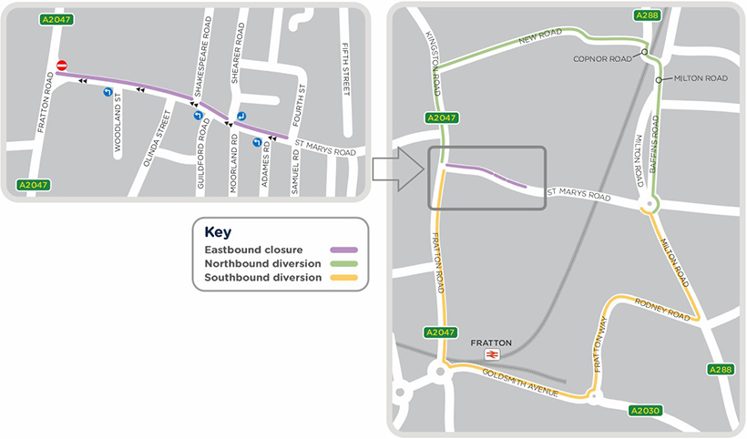 A map outlining our work in St Mary's Road, Portsmouth, as detailed on this page