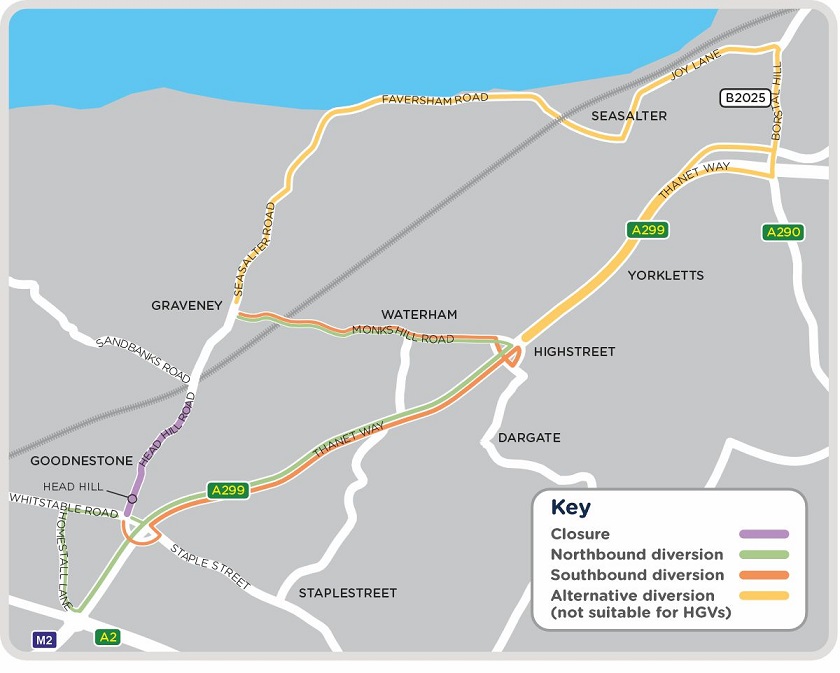 Map showing the work area for our gas network upgrade along Head Hill Road