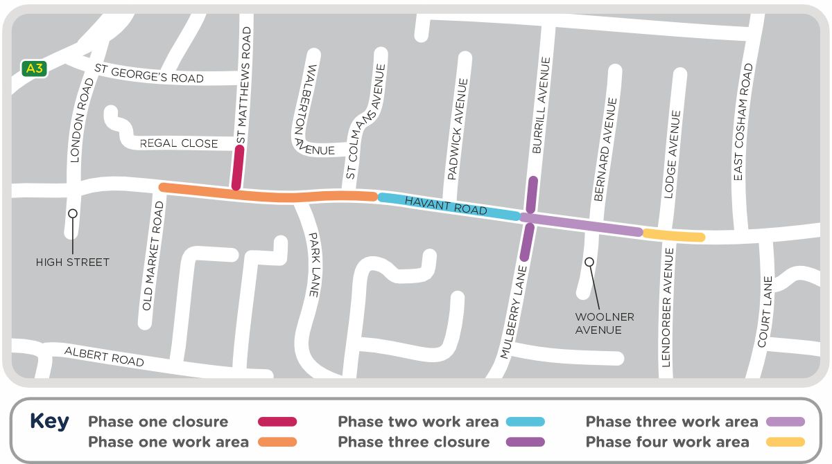 A map outlining our work in Havant Road, as detailed on this page