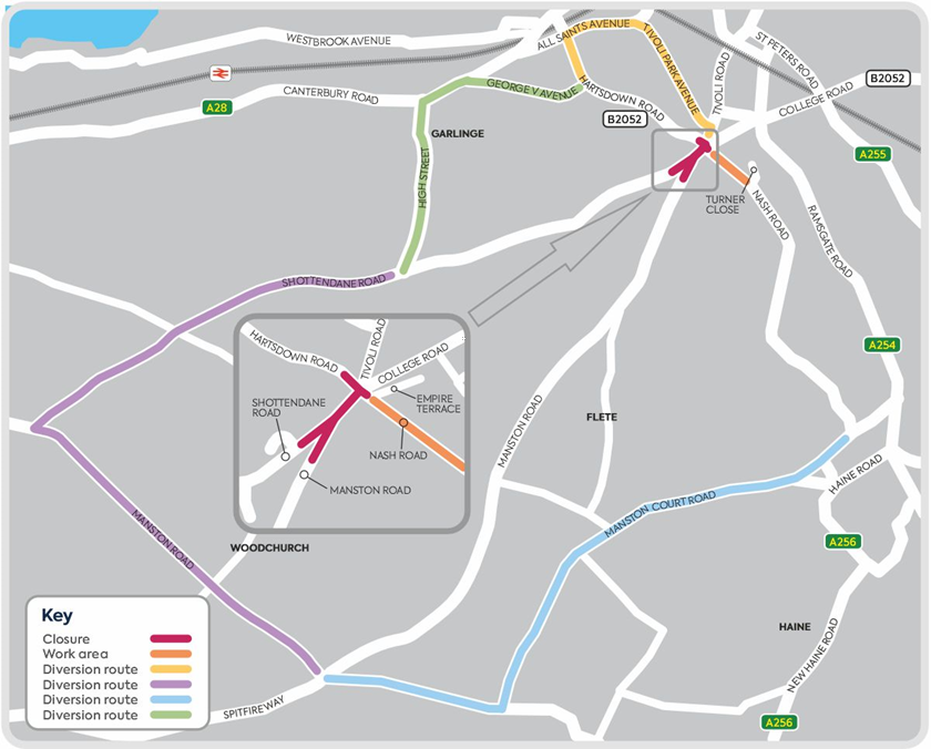 A map showing the work area for our upgrade project in Margate