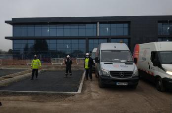 Our engineers on site at Harwell Campus connecting the new vaccine centre to our gas network