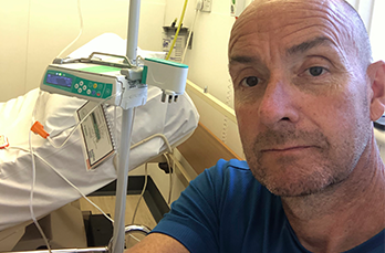 A picture of Engineering Manager Ken in his hospital room