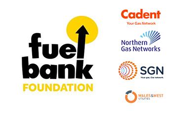 Fuel Bank Foundation logo with the logos for Cadent, Northern Gas Networks, SGN and Wales & West Utilities
