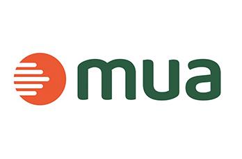 The mua logo on a white background