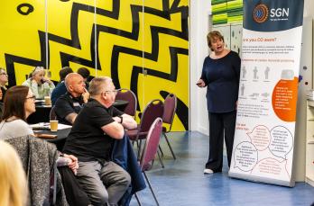 Programme Director Hilary Bath from Gas Safe Charity delivering free carbon monoxide training to our partners